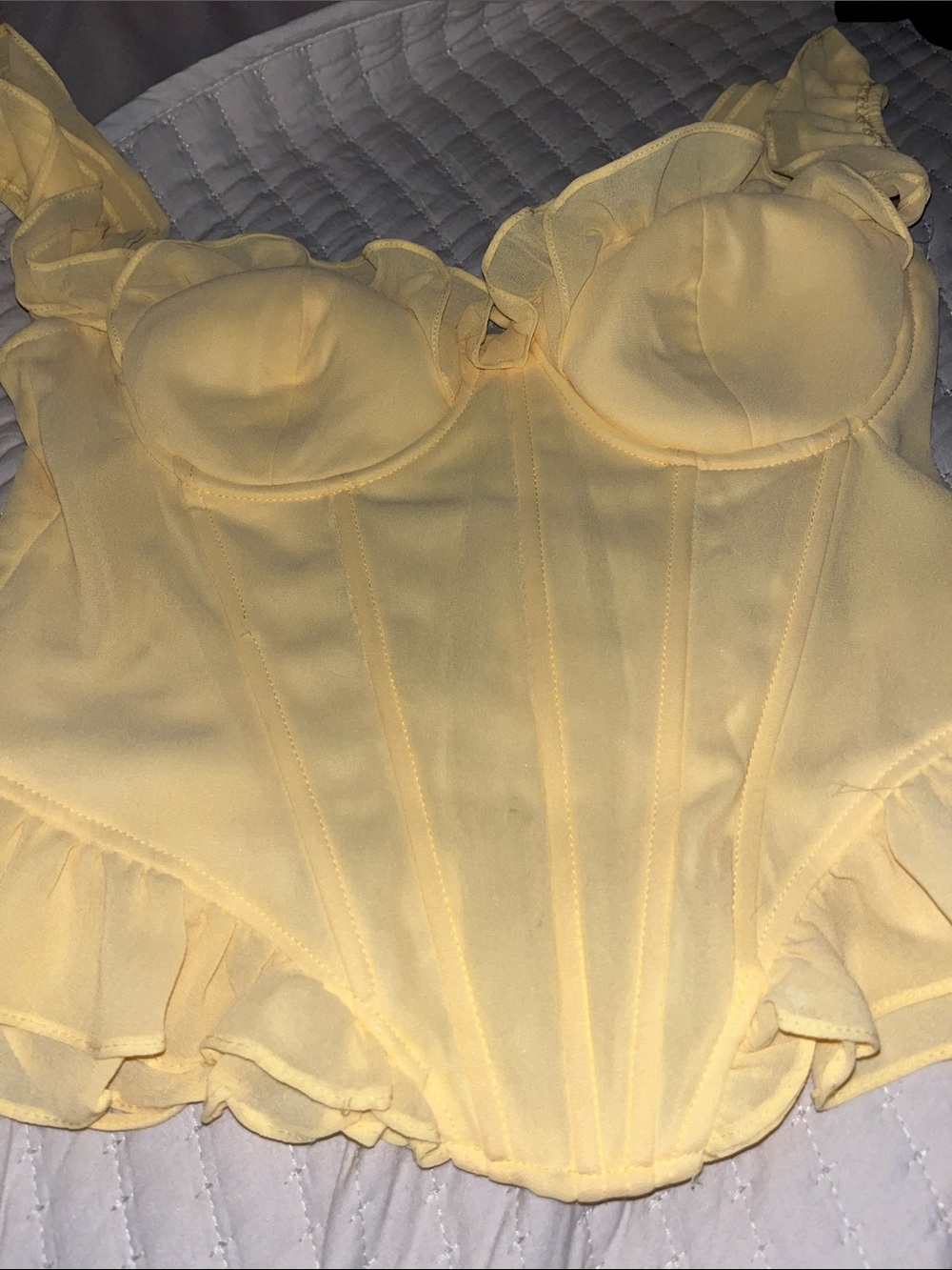 Windsor Pale Yellow Ruffle Bustier Corset Top